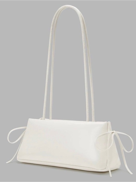 Cider Handbags - CIDER White Shoulder Bag with Side Bow Accents